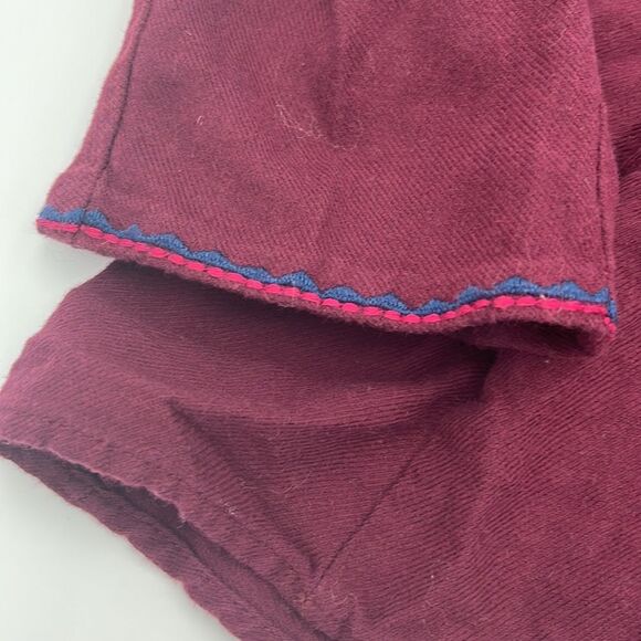 MADEWELL - Burgundy Embroidered Peasant Top (cotton/wool blend) - Size XS - Picture 4 of 7